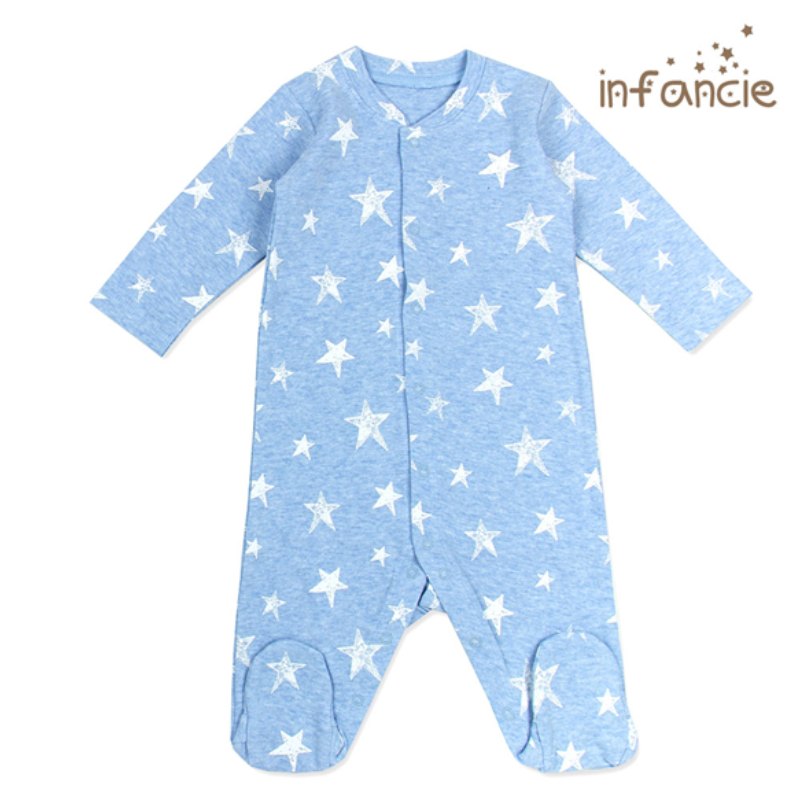 Infancie Baby Short Sleeves Bodysuit Set of 2 Pcs (100% Cotton) Grey / Blue